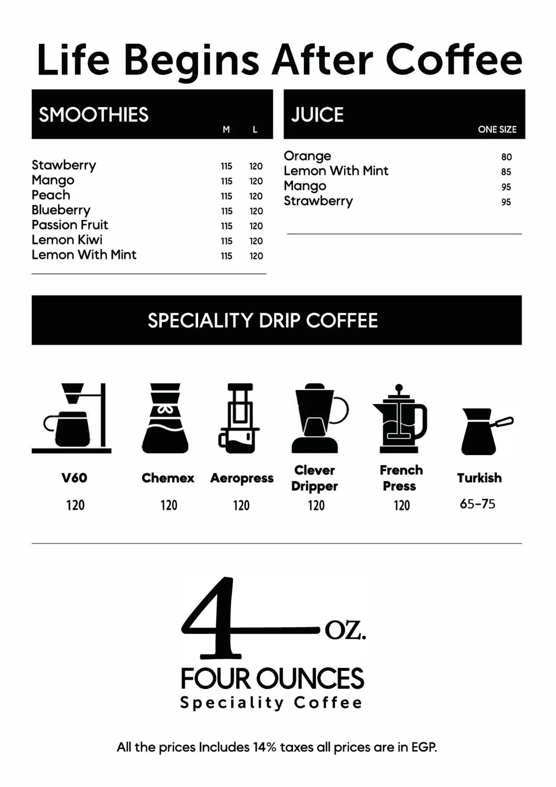 FOUR OUNCES COFEE