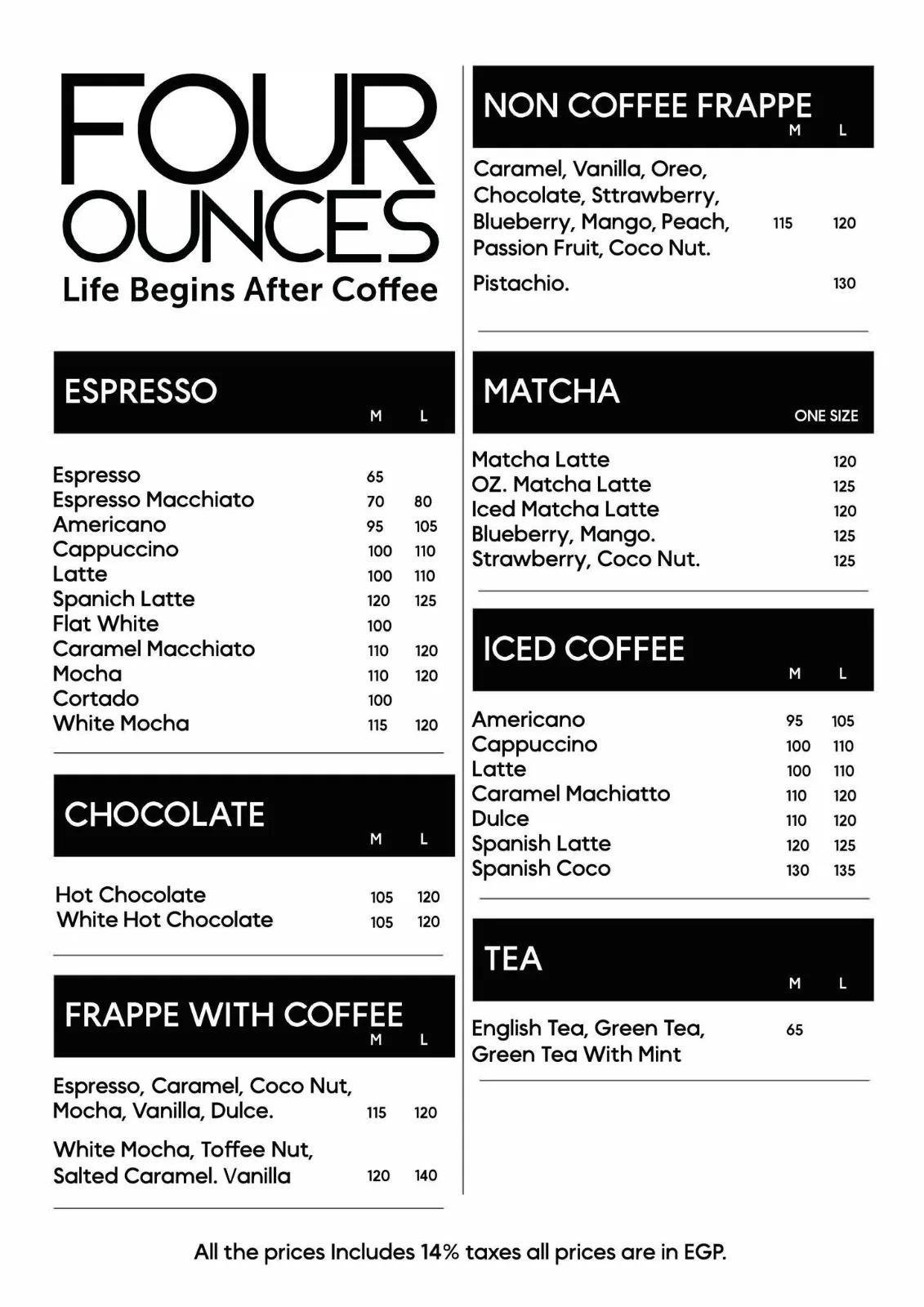 FOUR OUNCES COFEE
