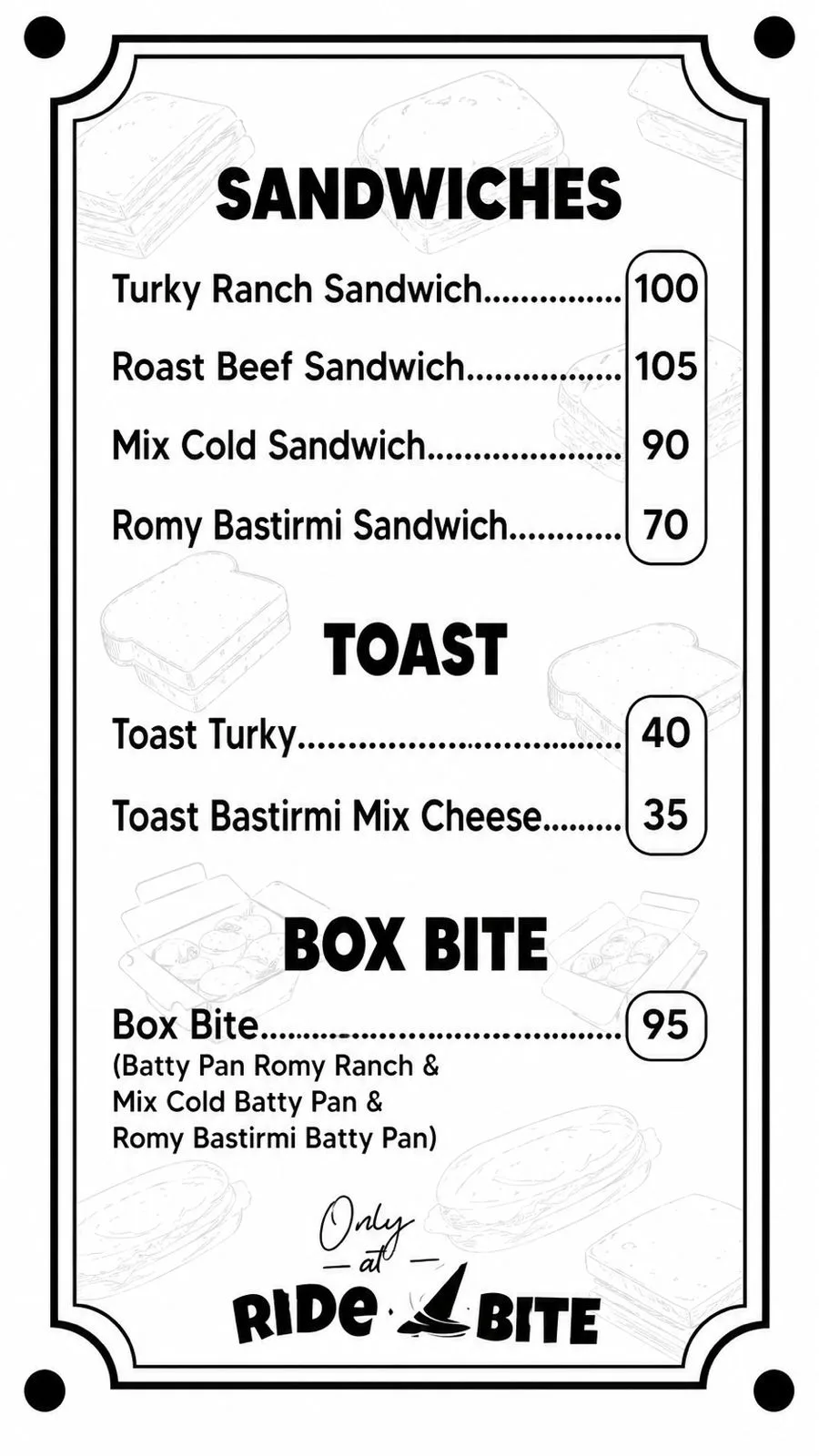 Sandwiches • Toast • Box Bite